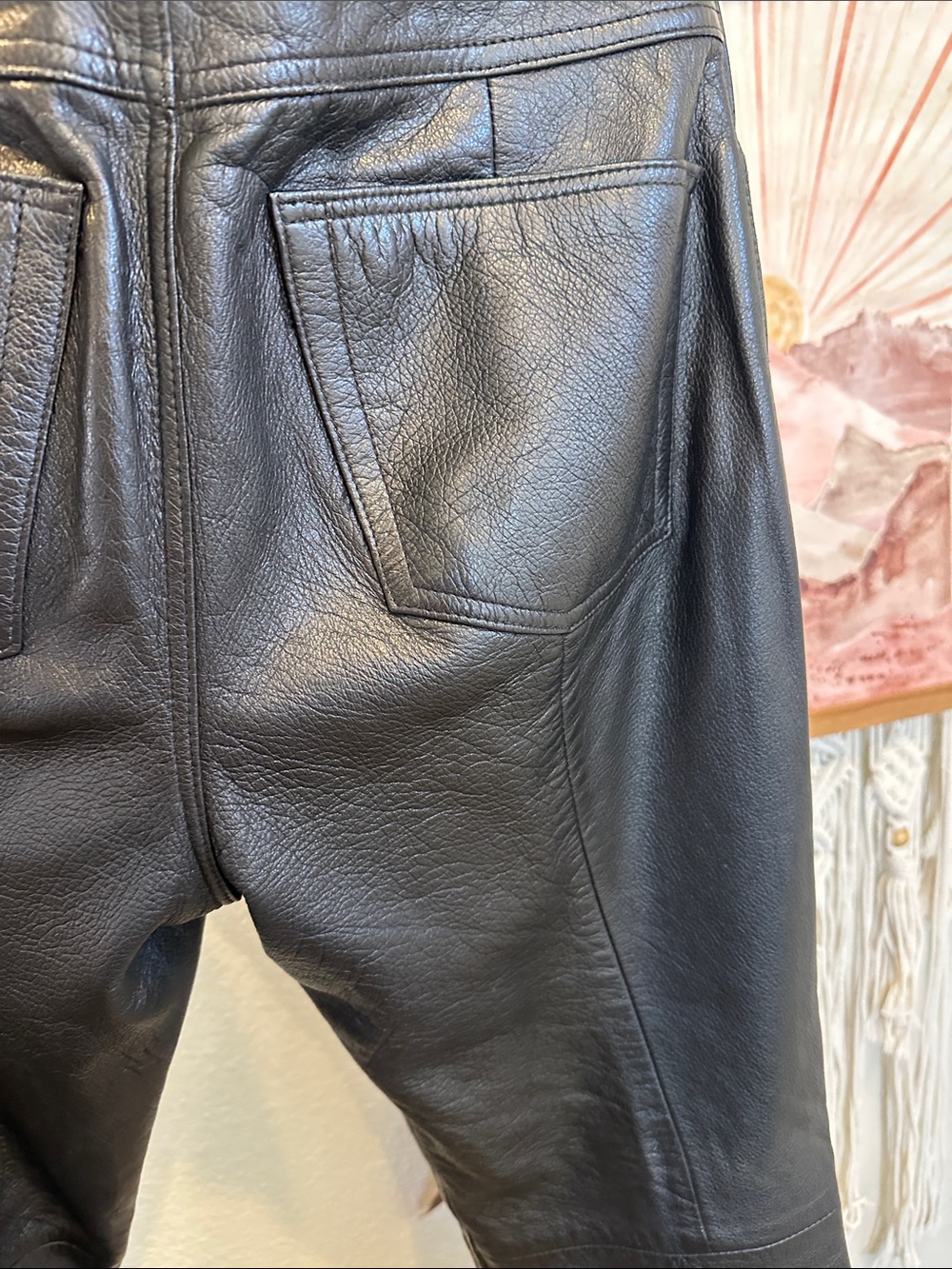 Vintage Co-operative 100% Leather Straight Leg Pants Size 6 Black Lined - Picture 8 of 17